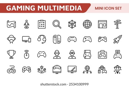 Gaming Icon Set. Vibrant and dynamic icons for game design, streaming, and e-sports branding, perfect for creating immersive interfaces and enhancing your gaming projects.