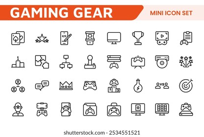 Gaming Icon Set. Vibrant and dynamic icons for game design, streaming, and e-sports branding, perfect for creating immersive interfaces and enhancing your gaming projects.