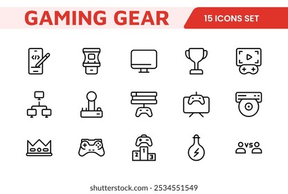 Gaming Icon Set. Vibrant and dynamic icons for game design, streaming, and e-sports branding, perfect for creating immersive interfaces and enhancing your gaming projects.