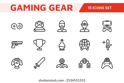 Gaming Icon Set. Vibrant and dynamic icons for game design, streaming, and e-sports branding, perfect for creating immersive interfaces and enhancing your gaming projects.