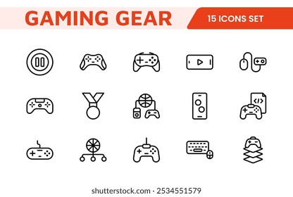 Gaming Icon Set. Vibrant and dynamic icons for game design, streaming, and e-sports branding, perfect for creating immersive interfaces and enhancing your gaming projects.