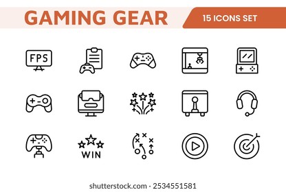 Gaming Icon Set. Vibrant and dynamic icons for game design, streaming, and e-sports branding, perfect for creating immersive interfaces and enhancing your gaming projects.