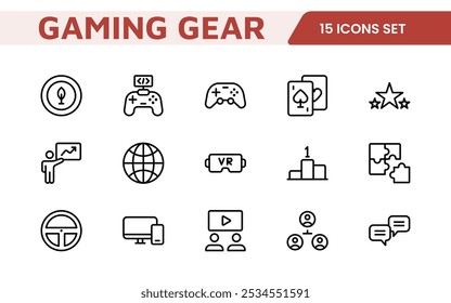 Gaming Icon Set. Vibrant and dynamic icons for game design, streaming, and e-sports branding, perfect for creating immersive interfaces and enhancing your gaming projects.