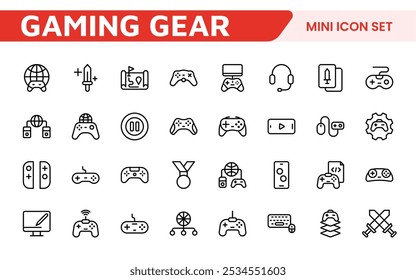 Gaming Icon Set. Vibrant and dynamic icons for game design, streaming, and e-sports branding, perfect for creating immersive interfaces and enhancing your gaming projects.