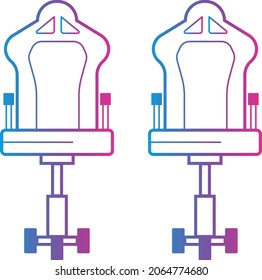 Gaming Icon Setup. Monitor.Gaming Chair. Mouse. Keyboard. Vector Icon Illustration