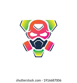 Gaming icon skull with mask logo design