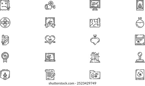 Gaming-Symbole Hochwertige Vektorsymbol-Kollektion mit bearbeitbarem Strich. Ideal für professionelle und kreative Projekte.