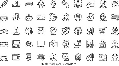Ícones de jogos Coleção de ícones vetoriais de alta qualidade com traço editável. Ideal para projetos profissionais e criativos.