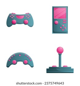 Gaming icons set cartoon vector. Game console and accessory. Modern technology