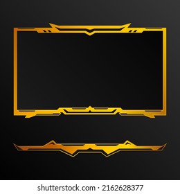 Gaming Interface Live Stream Overlay Golden Border Frame For Video Streaming