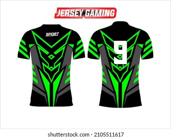 gaming jersey pattern front and back view with t-shirt mockup