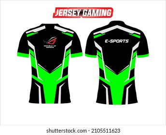 gaming jersey pattern front and back view with t-shirt mockup