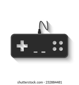 gaming joystick icon - gray vector illustration with shadow