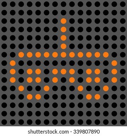 Gaming joystick symbol vector illustration. Small light dots on LCD screen. Pixel icon.