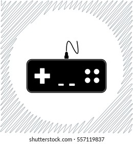 Gaming joystick vector icon - black  illustration
