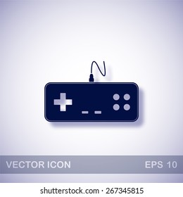 Gaming joystick vector icon - dark blue illustration with blue shadow
