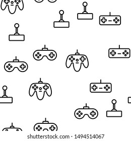 Gaming Joystick Vector Seamless Pattern Contour Illustration