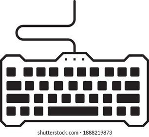 Gaming Keyboard Concept, Computer Input Device Vector Glyph Icon design, Game Console Symbol on white background