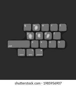 Gaming keyboard and erosion due to playing games. flat illustration of gamers keyboard. hand drawn illustration. vector design. vintage old mac keyboard