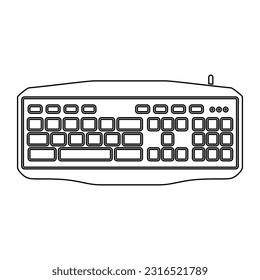 Gaming-Tastatur in Umriss-Symbol. Moderne PC-Tastatur, Draufsicht, Vektorgrafik im trendigen Stil. Bearbeitbare grafische Ressourcen für viele Zwecke. 