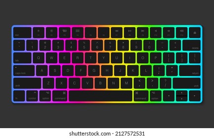 Gaming keyboard RGB effect, vector illustration