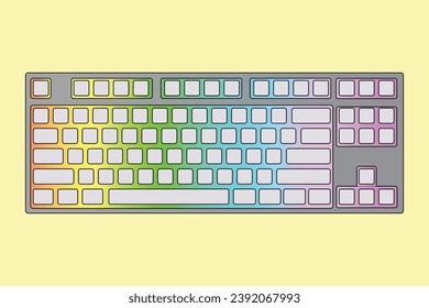 Gaming keyboard top view isolated on Background vector illustration.