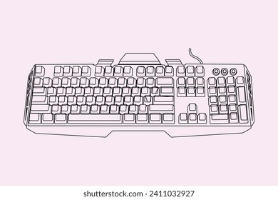 Gaming keyboard top view isolated on Background vector illustration eps