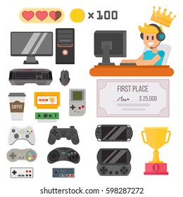 Gaming kiber sport vector set.
