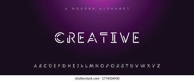 GAMING line tech and sports font with upper case alphabets. Initial, minimal, modern, monogram fonts. Luxury and fancy logo design for business use.