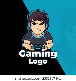 Gaming logo boy joystick Vintage colored video game modern professional Logo template for gaming