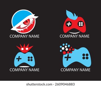 Gaming Logo Collection with Flat Design Logotype