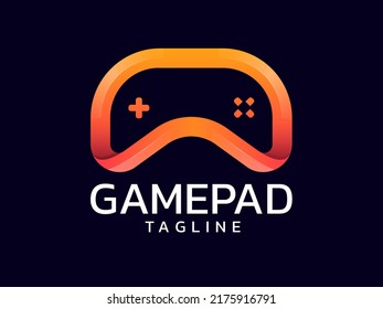 Gaming logo design by using the abstract mark of a gamepad. The logo is designed with modernized and vibrant color gradients.