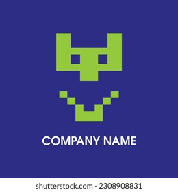 gaming logo design with face | pixel face vector
