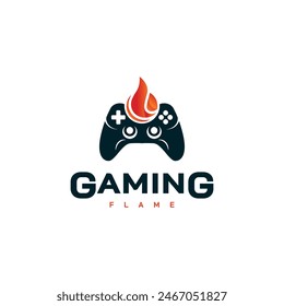 gaming logo design with keypad controller and fire vector illustration 3 
