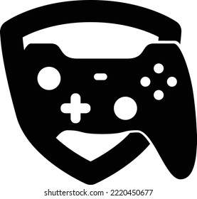 Gaming logo gamepad on shield, black on transparent background - Powered by Shutterstock - Get 15% off with code: PIKWIZARD15