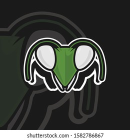 A gaming logo with an insect theme in the form of a mantis head