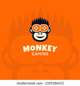 Gaming Logo With Monkey King Icon. Dark Background. Modern Logo Model
