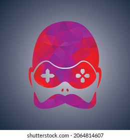 Gaming-Logo mit Mustache.
Gaming-Maskottvektor-Design.