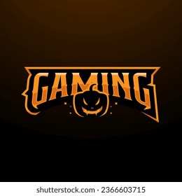 Gaming logo with pumpkin for Halloween theme