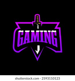 Gaming logo with sword for team esport sports