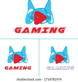 GAMING-LOGO, DAS DEN KONSOL UND DEN MASCOT MIT HEADPHONE repräsentiert