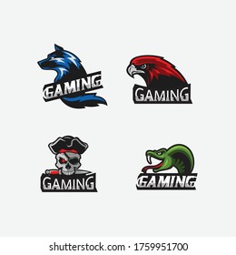 Gaming logos concept with a white background, animals and skeleton vector