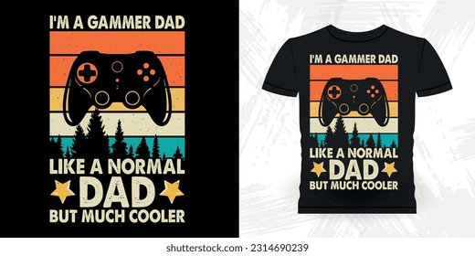 Gaming Lover Funny Grandpa Retro Vintage Father's Day T-shirt Design