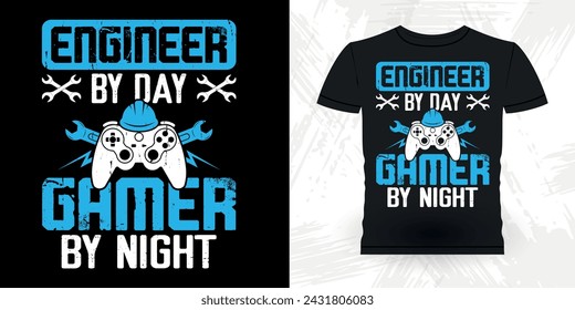 Gaming Lover Funny Mechanical Engineer Retro Vintage Mechanic T-shirt Design