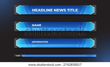 Gaming lower third with blue color and hologram theme