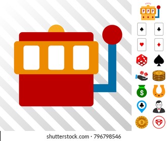 Gaming Machine icon with bonus casino pictographs. Vector illustration style is flat iconic symbols. Designed for gambling apps.