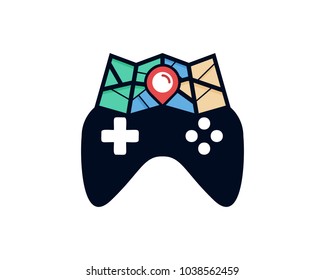 Gaming Map Icon Logo Design Element