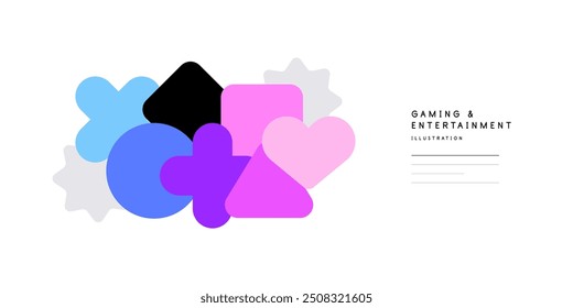 Gaming, media and entertainment. Abstract concept. Modern flat illustration, web banner. Vector file.