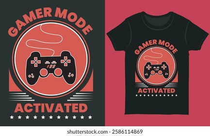 Gaming Mode Activated Quote T-shirt Design, Gamer T-shirt Design, Gaming T-shirt with Game Elements