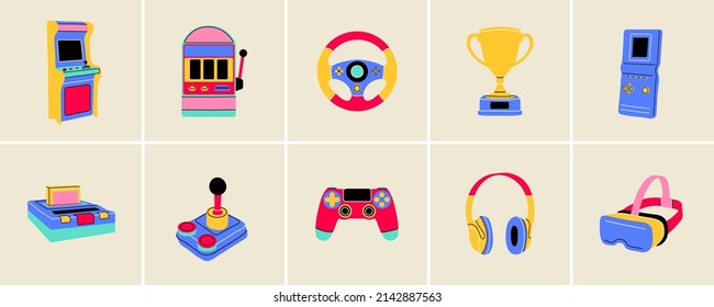 Video Game Hardware Icons Stock Illustration - Download Image Now